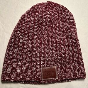 Love Your Melon Burgundy and White Beanie